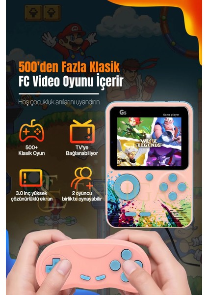 Mini El Oyun Makinesi 3 Inç Hd Renkli Ekran El Oyun 500 Oyun Konsolu Çocuk Yetişkin Şarj Edilebilir modelleri