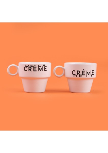 Kitchen Creme 2'li Espresso Fincanı - Krem / Siyah - 105 ml