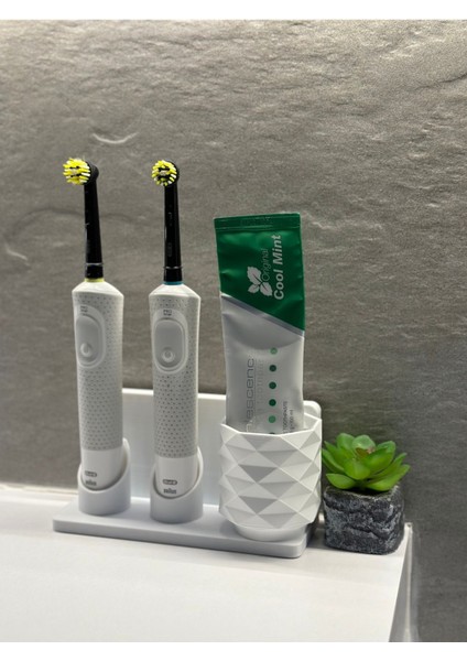 Şarjlı ve Pilli Diş Fırçalık Tutucu Stand Beyaz