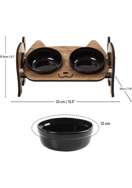 Ahşap Kedi Mama Seramik Su Kabı Standı,kedili Mama Kabı, Hediye Kedi Halısı indirimleri