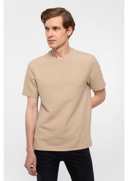 Kiremit Regular Armürlü Bisiklet Yaka Tişört fiyatları