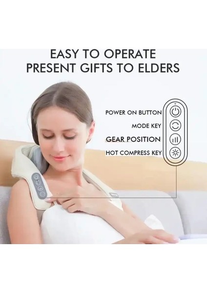 Kablosuz ısıtmalı masaj cihazı, boyun ve sırt, bej renk, kaliteli kullanım fiyatları