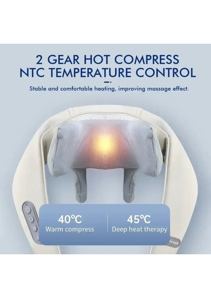 Kablosuz ısıtmalı masaj cihazı, boyun ve sırt, bej renk, kaliteli kullanım modelleri