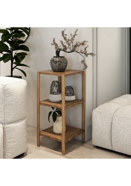 Aden 3 Raflı Atlantik Çam Ahşap Köşe Sehpası / Yan Sehpa / Çok Amaçlı Dekoratif Raf fiyatları