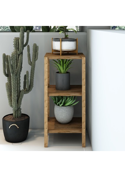 Aden 3 Raflı Atlantik Çam Ahşap Köşe Sehpası / Yan Sehpa / Çok Amaçlı Dekoratif Raf indirimleri