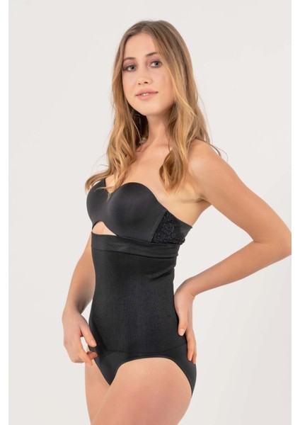 Yüksek Bel Slip Korse Siyah