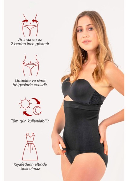 Yüksek Bel Slip Korse Siyah