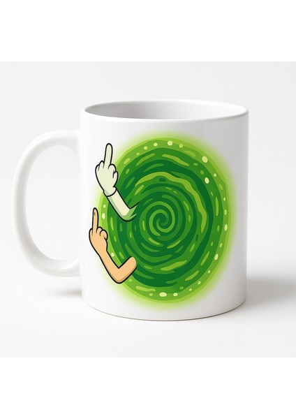 Rick And Morty Mizahı: Orta Parmak Portal Desenli Beyaz Kupa fiyatları