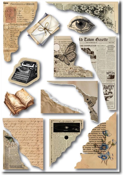 Vintage Sticker Planner Ajanda Bullet Journal Için ( Etiket ) Seti 4 Sayfa 65 Adet fiyatları