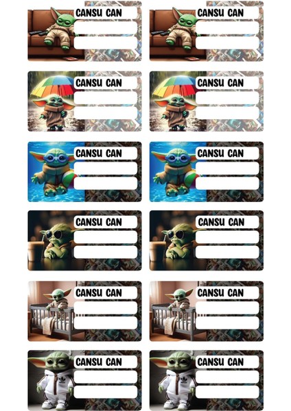 Baby Yoda Okul Etiket Seti ( Defter Etiketi, Kalem Etiketi , Araç Gereç Etiketleri. ) fırsatları