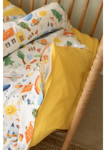 Sallhome Renkli Masal Desenli Nevresim Takımı – Pamuk Bebek/ çocuk Yatak Seti fırsatları