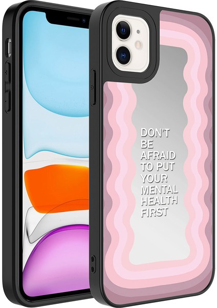 Apple iPhone 11 Kılıf Aynalı Desenli Kamera Korumalı Parlak Mkst Mirror Kapak-Ayna