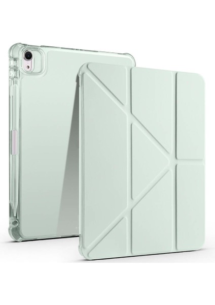 iPad Air 11 2025 M3 Kılıf Mkst Tri Folding Kalem Bölmeli Standlı Kılıf - Açık Yeşil