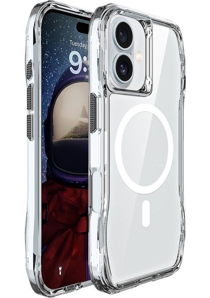 iPhone 16 Kılıf Magsafe Şarj Özellikli Airbagli Şeffaf Mkst Incek Kapak-Şeffaf fiyatları