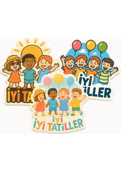 “iyi Tatiller Sticker Seti – 3 Farklı Neşeli Tasarım, 54 Adet
