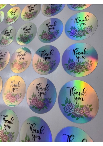 Thank You Hologram Sticker (24 Adet - 4,4 Cm) | Paketleme ve Kargo Etiketi