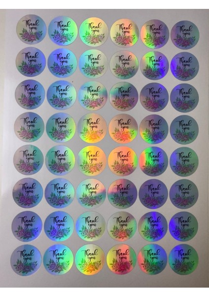 Thank You Hologram Sticker (24 Adet - 4,4 Cm) | Paketleme ve Kargo Etiketi