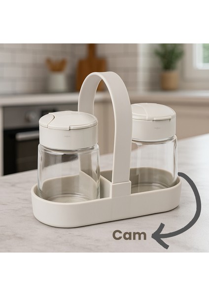 Tuzluk & Biberlik 2'li Tuzluk ve Biberlik Stantlı Tuzluk Karabiberlik Baharatlık Kapaklı Tuzluk Seti