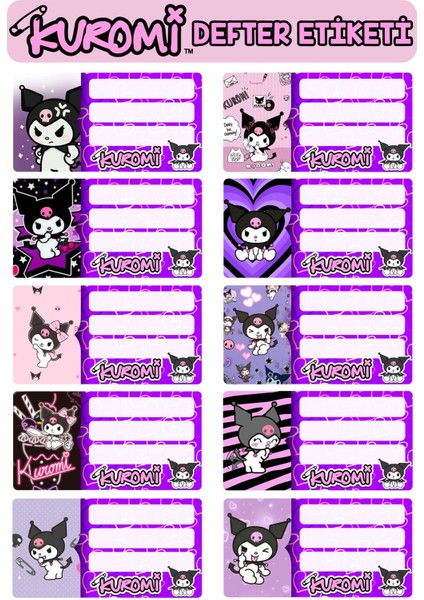Kuromi Defter Etiketi (Pp Etiket Suya Dayanıklı, Yırtılmaz )