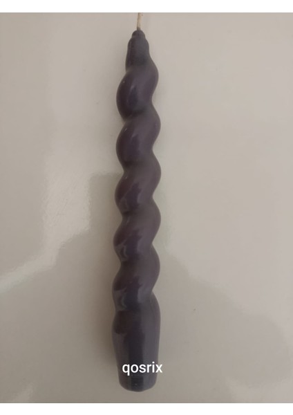 Gri Italyan Burgulu Şamdan Soya Mumu Doğal Kokulu Çubuk Konik Burgu Spiral Mum Dekoratif 1 Adet