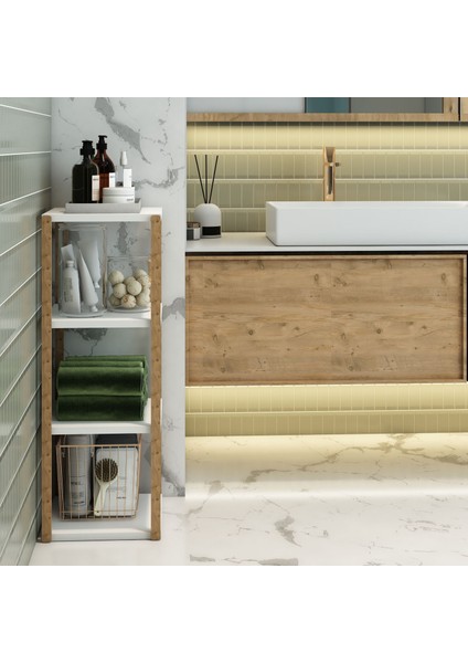 Aden 4 Katlı Beyaz Ahşap Köşe Sehpası / Yan Sehpa / Çok Amaçlı Dekoratif Raf indirimleri