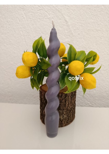 2'li Gri Italyan Burgulu Şamdan Soya Mumu Doğal Kokulu Uzun Çubuk Konik Burgu Spiral Mum Dekoratif modelleri