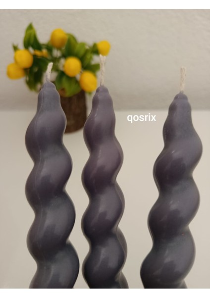 3'lü Gri Italyan Burgulu Şamdan Soya Mumu Doğal Kokulu Uzun Çubuk Konik Burgu Spiral Mum Dekoratif fiyatları