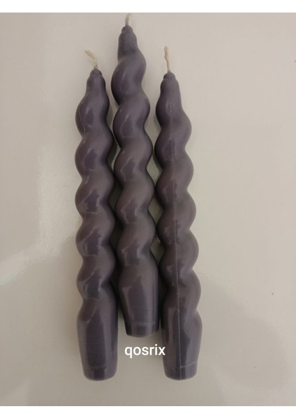 3'lü Gri Italyan Burgulu Şamdan Soya Mumu Doğal Kokulu Uzun Çubuk Konik Burgu Spiral Mum Dekoratif modelleri