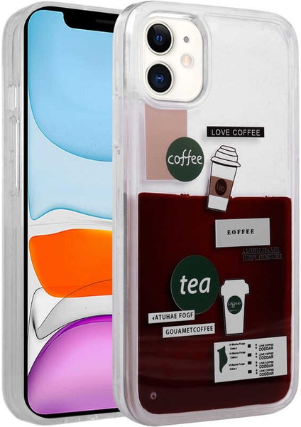 iPhone 11 Uyumlu Desenli Sıvılı Mkst Drink Silikon Kapak-No2