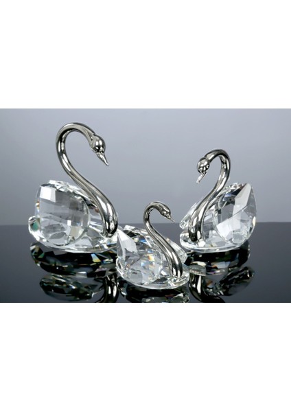 Metal Boyunlu 3lü Dekoratif Kuğu Set