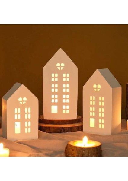 3'lü Ev Mumluk ve Şamdan Dekoratif Obje (Mum Dahil)