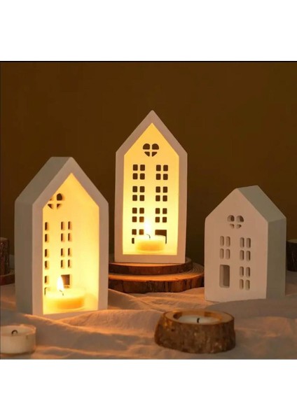 3'lü Ev Mumluk ve Şamdan Dekoratif Obje (Mum Dahil) fiyatları