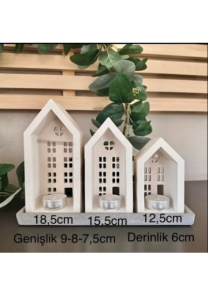 3'lü Ev Mumluk ve Şamdan Dekoratif Obje (Mum Dahil) fırsatları