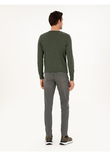 Erkek Haki Slim Fit Pamuk Karışımlı Jean Pantolon 50290508-VR027 fırsatları