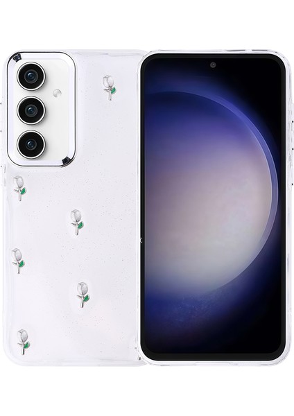 Galaxy S23 Fe Kılıf Airbag Tasarımlı Simli Şeffaf Mkst Kutup Kapak - Lale