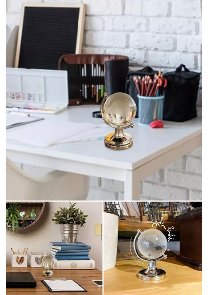 Mini Jumbo Küçük Boy Gümüş Yuvarlak Dünya Küre Dünya Haritası Kristal Cam Şeffaf Hediyelik Masa Üst fiyatları