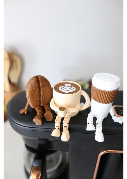 3'lü Sevimli Latte Kahve Köşesi Seti - Ayaklı Latteart Seti