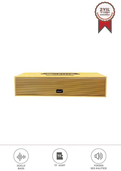 Kts-1738 Ahşap Bluetooth Hoparlör | Telefon Standı, Derin Bas, Usb + Tf Kart Girişli, Taşınabilir Ve Şarjlı Speaker