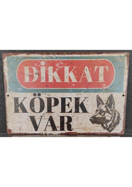 Dikkat Köpek Var Pas Görümlü Vintage Metal Levha - Alüminyum Alman Kurdu Uyarı Levhası - 15cm x 22,5cm fiyatları