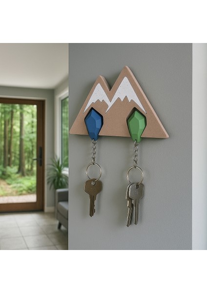 Modüler Dağcı Duvar Anahtarlık Tutucu – Tak-Çıkar Anahtarlıklı, Çift Taraflı Bantlı Montaj