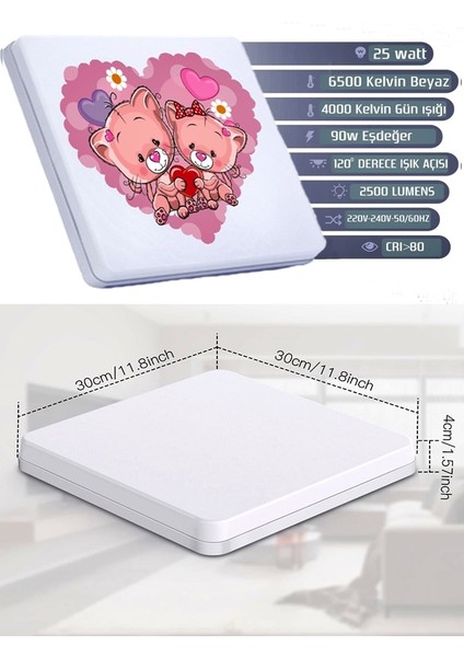 Lüks Çocuk Odası Avize 25WATT-30 cm x 30 cm Lüks LED Aydınlatma, Ayıcıklar, Çocuk Avize Modelleri