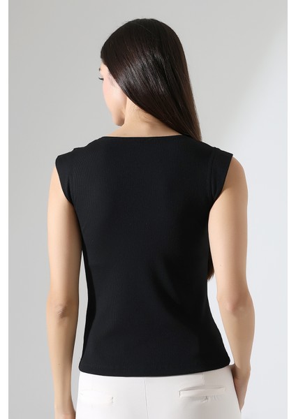 Leon U Yaka Ay Kollu Esnek Basic Kaşkorse Kadın Bluz & Tshirt & Tişört - indirimleri