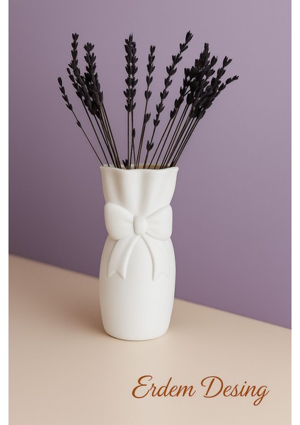 Büyük Buket Vazo Biblo Çiçeklik Dekoratif Fiyonklu Vazo 20X10X10CM Bohem