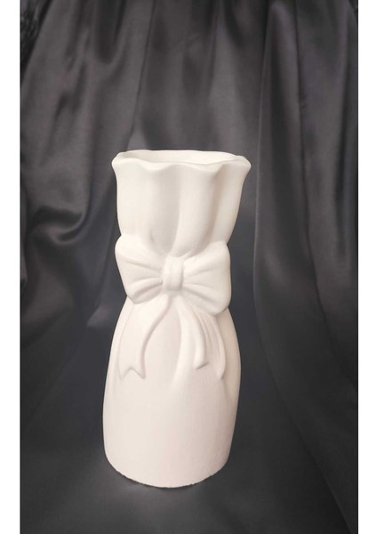 Büyük Buket Vazo Biblo Çiçeklik Dekoratif Fiyonklu Vazo 20X10X10CM Bohem fırsatları