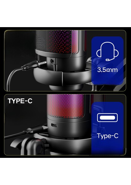 Profesyonel Rgb Gaming Profesyonel Oyuncu Yayıncı Mikrofonu ve Masa Standı Işıklı fırsatları
