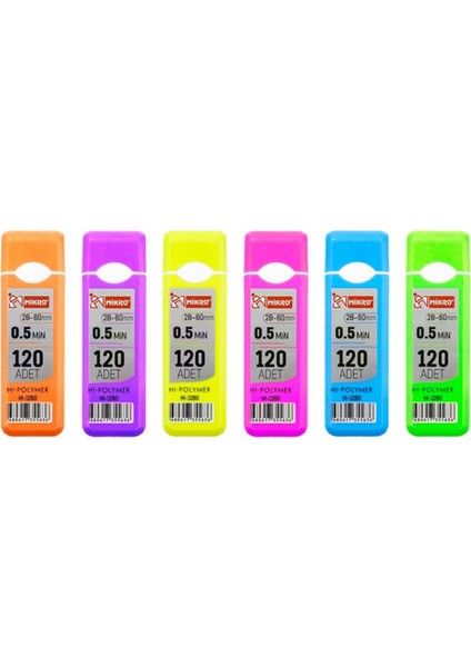 Mekanik Kurşun Kalem 0.5 mm Uç Boyutu 60 mm Renkli Hi-Polymer 120 Adet