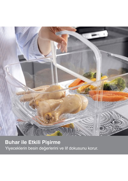 Premium Steam 1800W 18 Litre Buharlı Pişirici