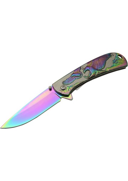 Kartal Çift Gökkuşağı 20 cm Kamp / Outdoor Çakı 21CM - Yarı Otomatik, Kutulu