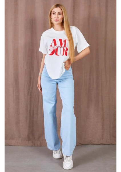 Kadın Baskılı Oversize Tişört modelleri