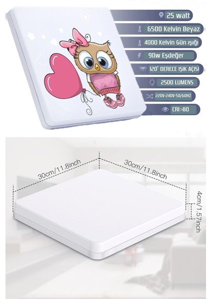 Lüks Çocuk Odası Avize 25WATT-30 cm x 30 cm Lüks LED Aydınlatma, Bayankuş (Yeni)